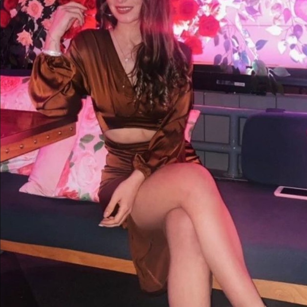 Satin brown dress